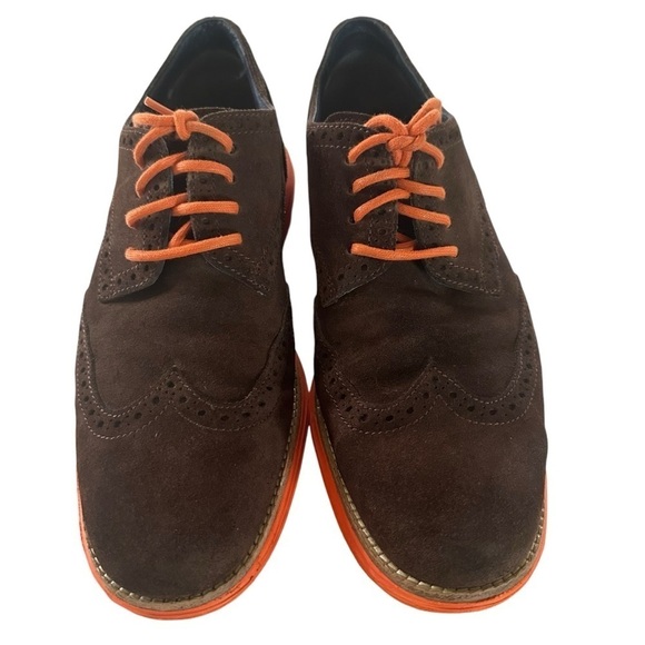 COLE HAAN LUNAR GRAND WINGTIP SUEDE BROWN AND ORANGE OXFORD SIZE 9 main image 11